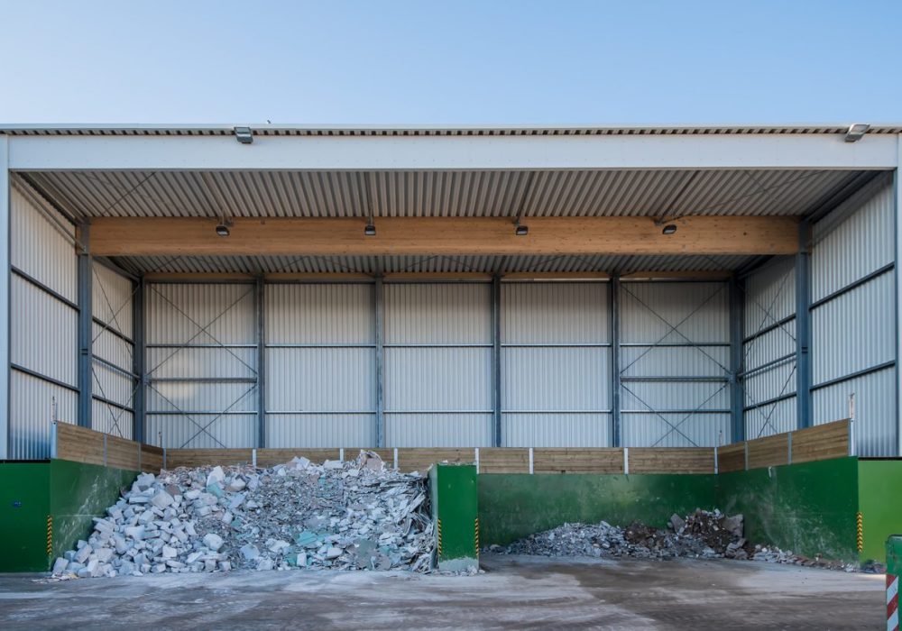 Waste is sorted and disposed of at a recycling centre